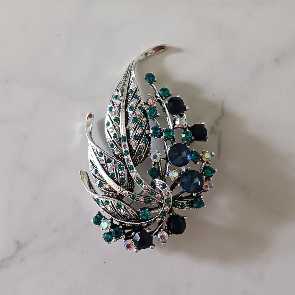 Silver and Blue Brooch